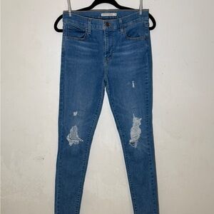 Levi’s High Rise Super Skinny Women's Blue Distressed Jeans Sz 28